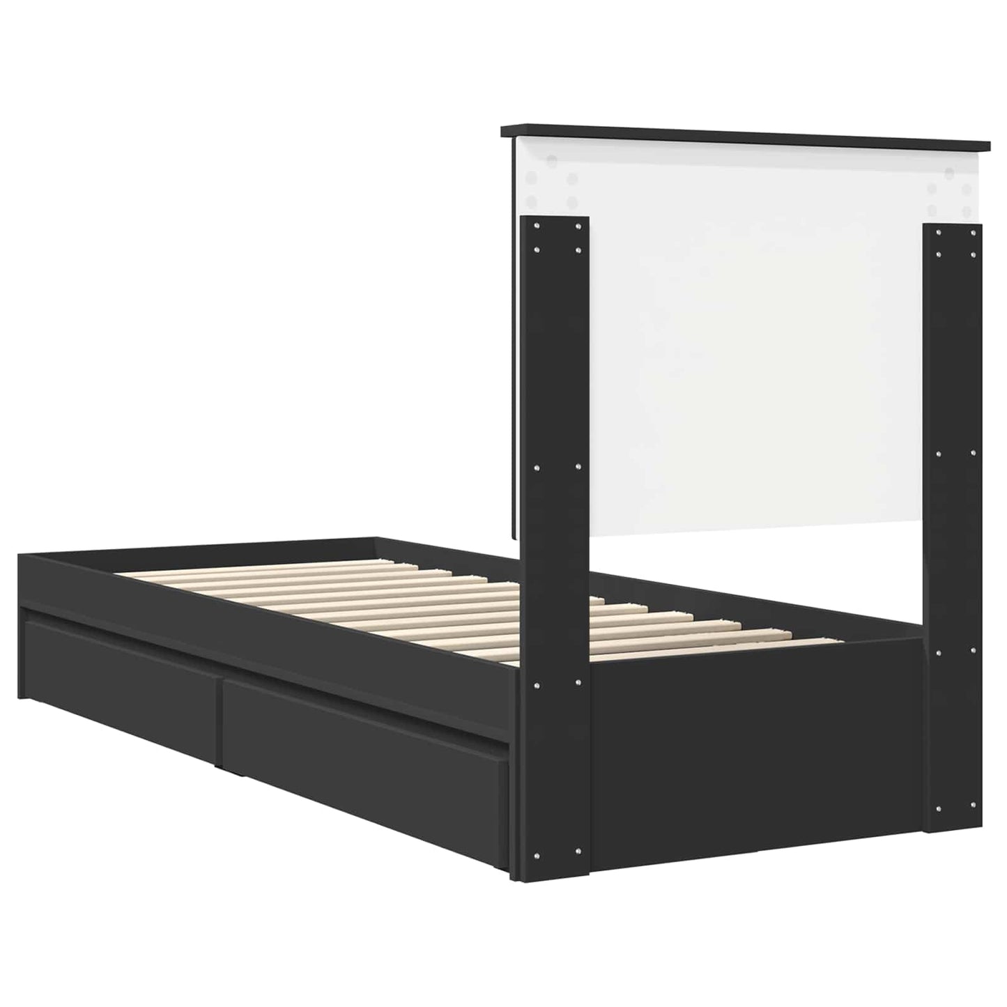 Aufbewahrungsbett Schwarz 75 x 190 cm Holzwerkstoff