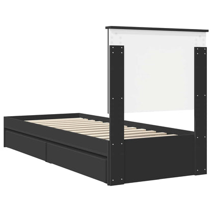 Aufbewahrungsbett Schwarz 75 x 190 cm Holzwerkstoff