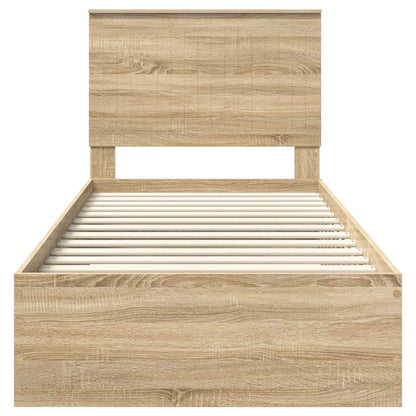 Bettrahmen mit Kopfteil Sonoma-Eiche 90 x 200 cm Holzwerkstoff