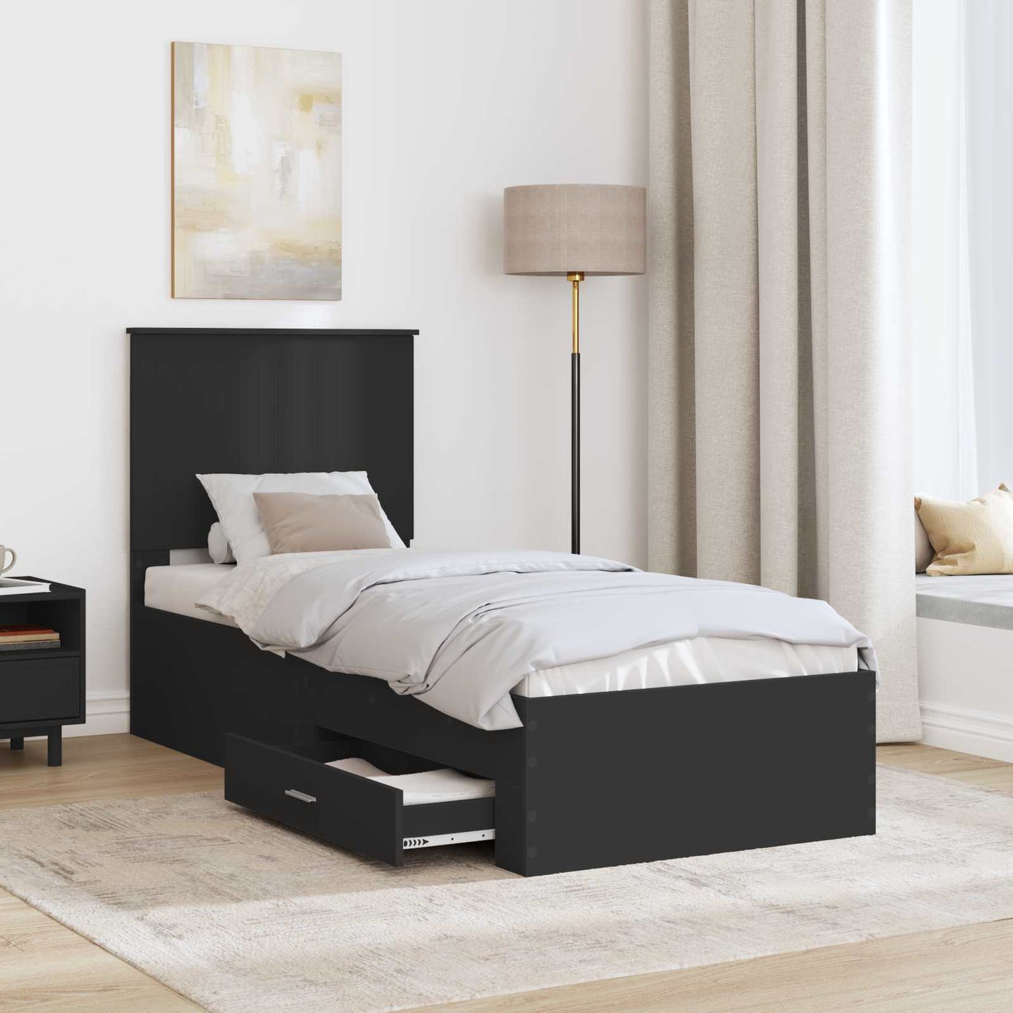 Bettrahmen Schwarz und Silber 70 x 190 cm Holzwerkstoff