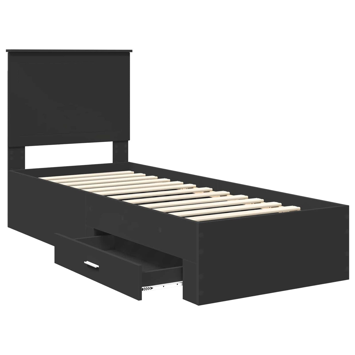 Bettrahmen Schwarz und Silber 70 x 190 cm Holzwerkstoff