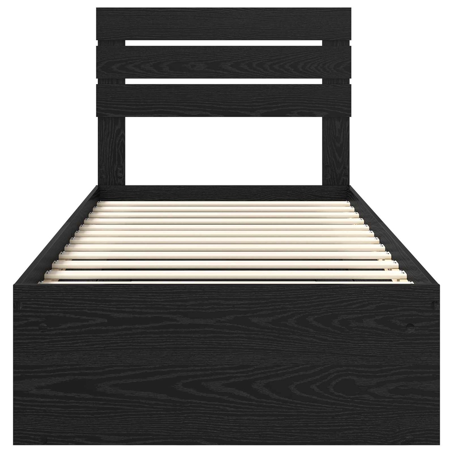 Bettrahmen Schwarz 75 x 190 cm Massives Kiefernholz