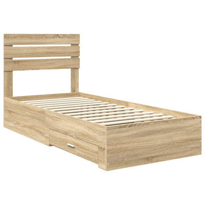 Bettrahmen Sonoma Eiche und Silber 75 x 190 cm Holzwerkstoff