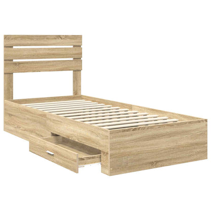 Bettrahmen Sonoma Eiche und Silber 75 x 190 cm Holzwerkstoff