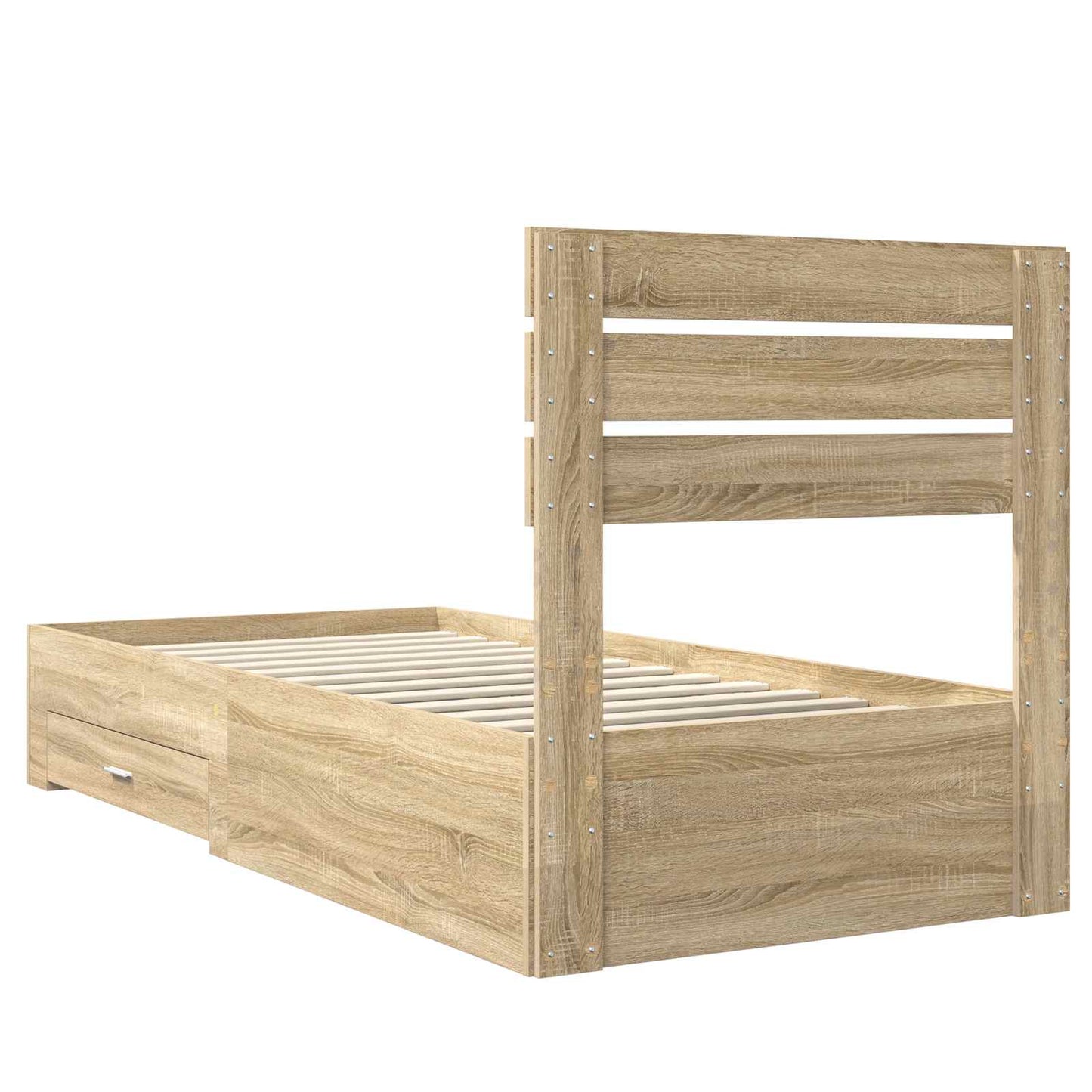 Bettrahmen Sonoma Eiche und Silber 75 x 190 cm Holzwerkstoff