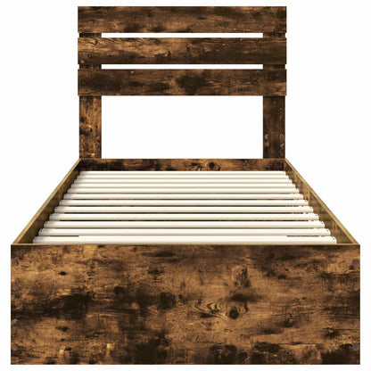Bettrahmen Rauchige Eiche und Silber 75 x 190 cm Holzwerkstoff