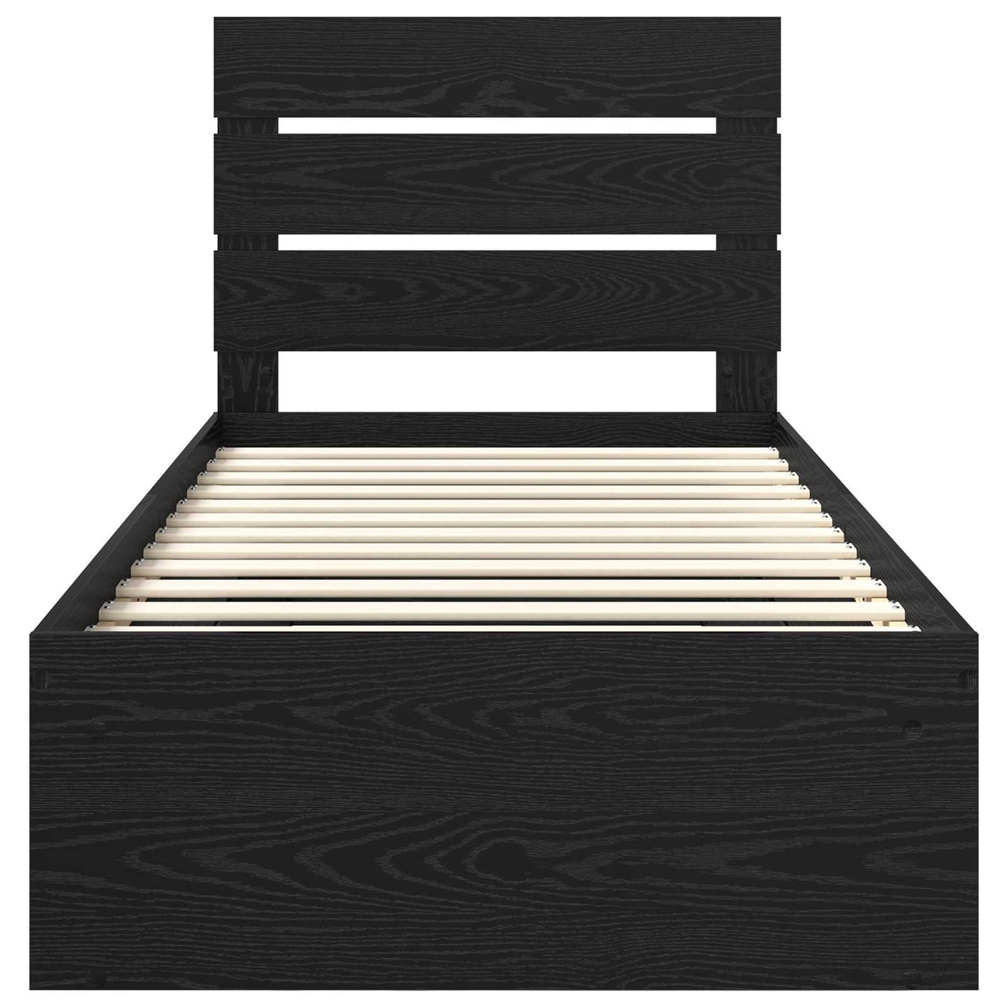 Bettrahmen Schwarz 90 x 200 cm Massives Kiefernholz
