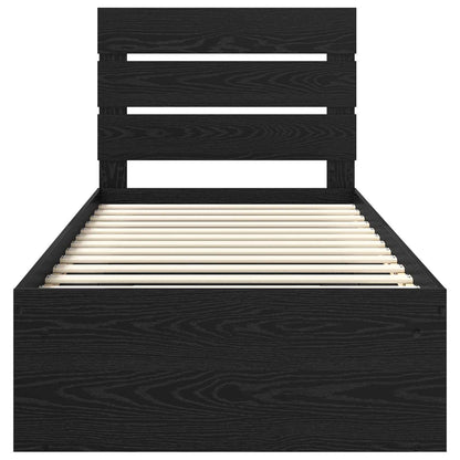 Bettrahmen Schwarz 75 x 190 cm Massives Kiefernholz