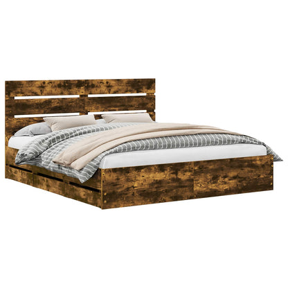 Bettrahmen Geräucherte Eiche 200 x 200 cm Ingenieurs Holz