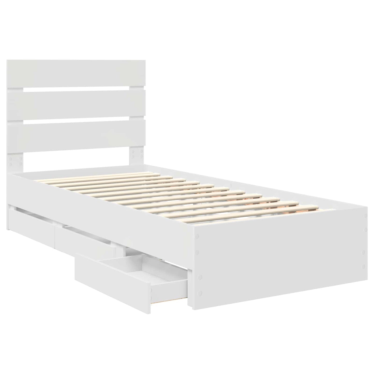 Bettrahmen mit Schubladen Weiß 100 x 200 cm Ingenieurs Holz