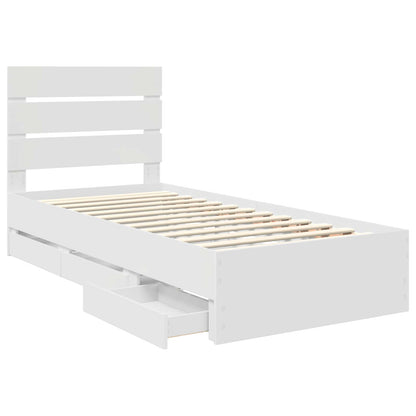 Bettrahmen mit Schubladen Weiß 100 x 200 cm Ingenieurs Holz