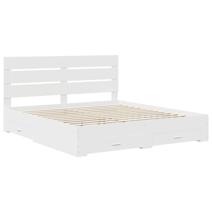 Bettrahmen mit Schubladen Weiß 200 x 200 cm Holzwerkstoff