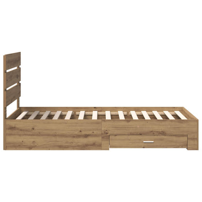 Bettrahmen mit Kopfteil Artisan-Eiche 90 x 200 cm Holzwerkstoff