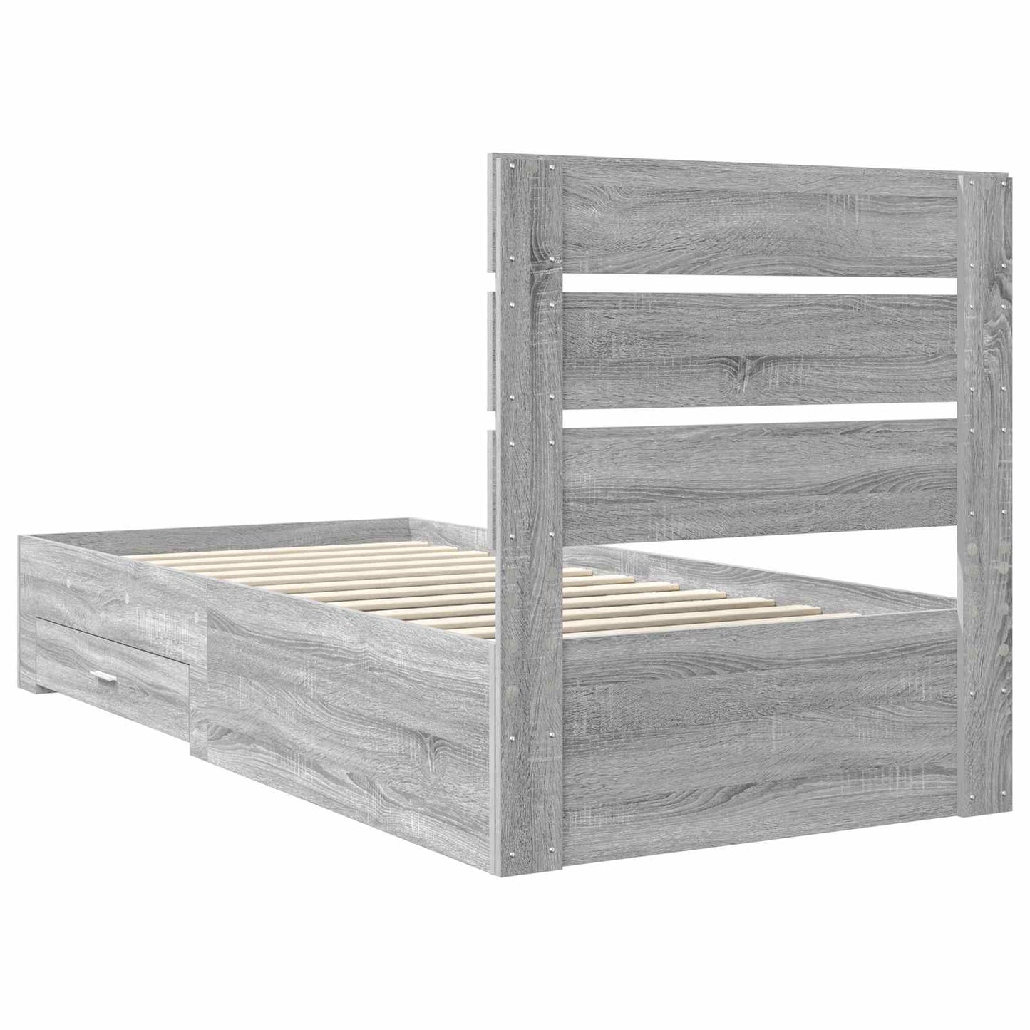 Bettrahmen Graue Sonoma und Silber 75 x 190 cm Holzwerkstoff