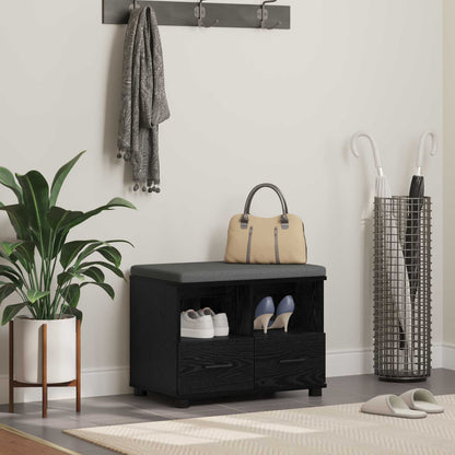 Flurbank mit Kissen mit Regal Schwarze Eiche 60 x 38 x 46 cm