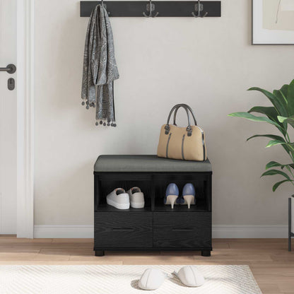 Flurbank mit Kissen mit Regal Schwarze Eiche 60 x 38 x 46 cm