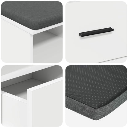 Flurbank mit Kissen mit Schubladen Weiß 80 x 38 x 46 cm