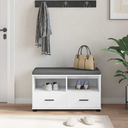 Flurbank mit Kissen mit Schubladen Weiß 80 x 38 x 46 cm