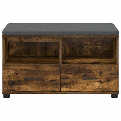 Flurbank mit Kissen mit Regal Geräucherte Eiche 80 x 38 x 46 cm