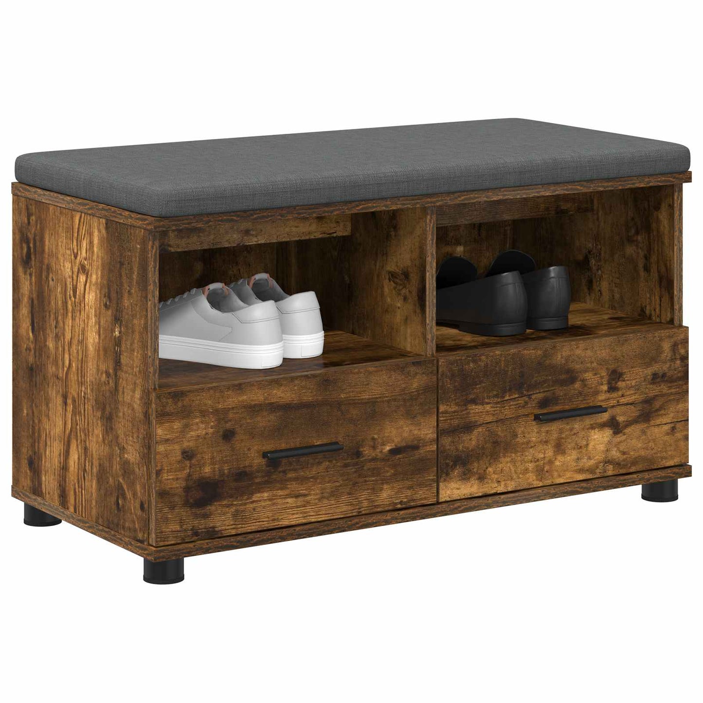Flurbank mit Kissen mit Regal Geräucherte Eiche 80 x 38 x 46 cm