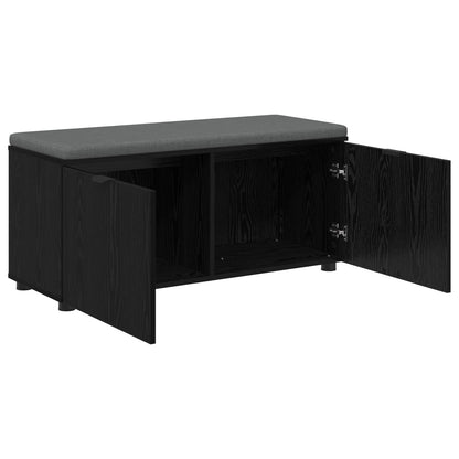 Flurbank mit Kissen mit Regal Schwarze Eiche 100 x 38 x 46 cm