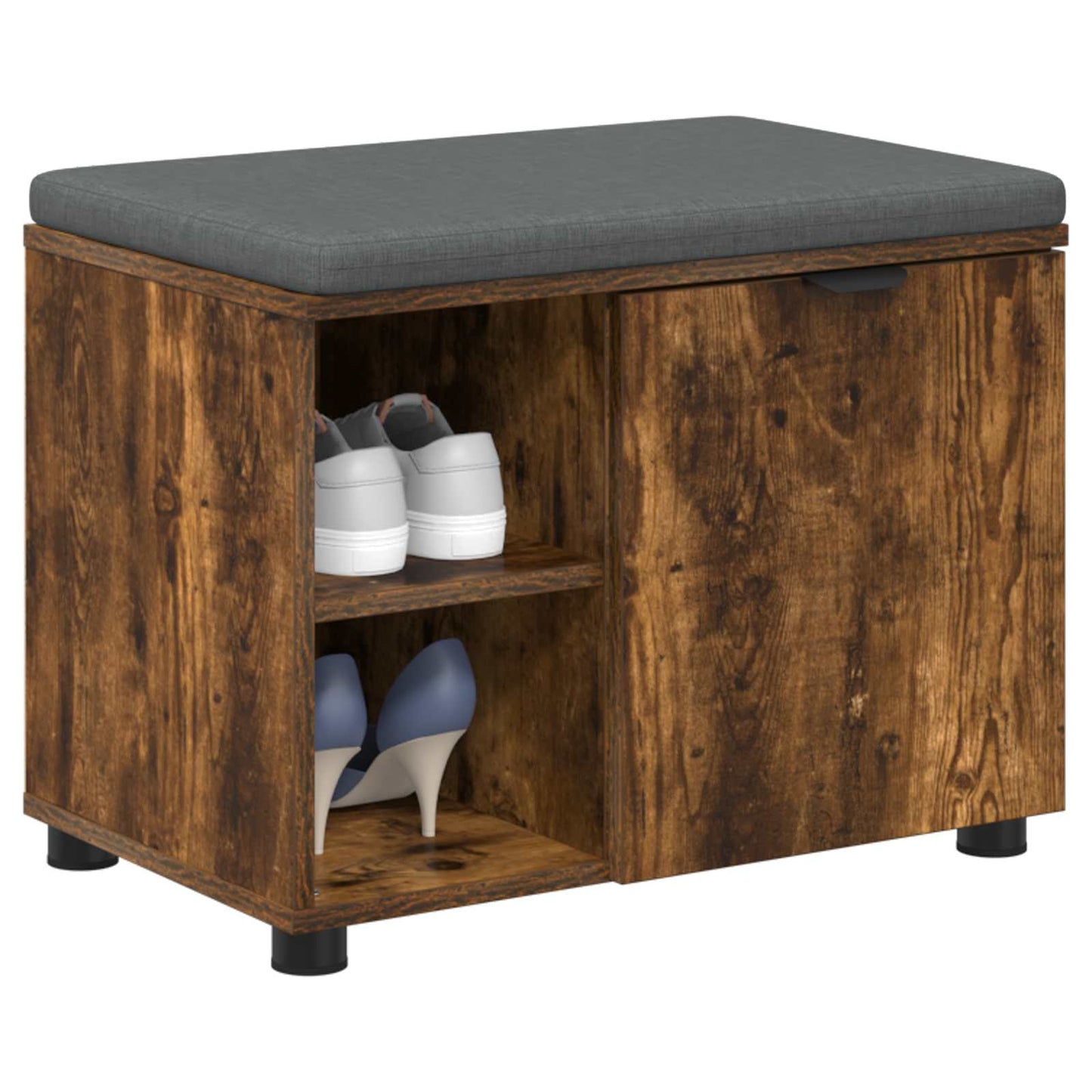 Flurbank mit Kissen mit Regal Geräucherte Eiche 60 x 38 x 46 cm