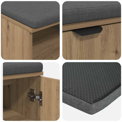 Flurbank mit Kissen mit Regal Artisan-Eiche 60 x 38 x 46 cm