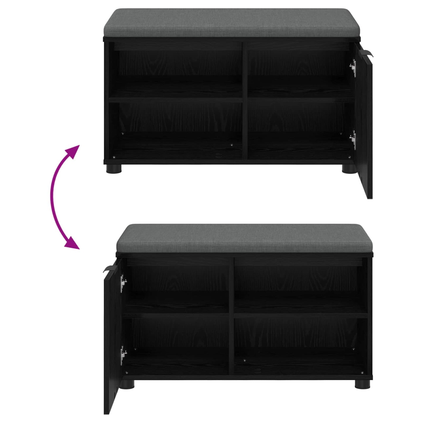 Flurbank mit Kissen mit Regal Schwarze Eiche 80 x 38 x 46 cm