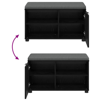 Flurbank mit Kissen mit Regal Schwarze Eiche 80 x 38 x 46 cm