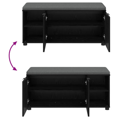 Flurbank mit Kissen mit Regal Schwarze Eiche 100 x 38 x 46 cm