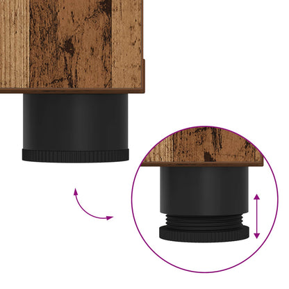 Flurbank mit Kissen mit Regal mit Tür Altholz 100 x 38 x 46 cm