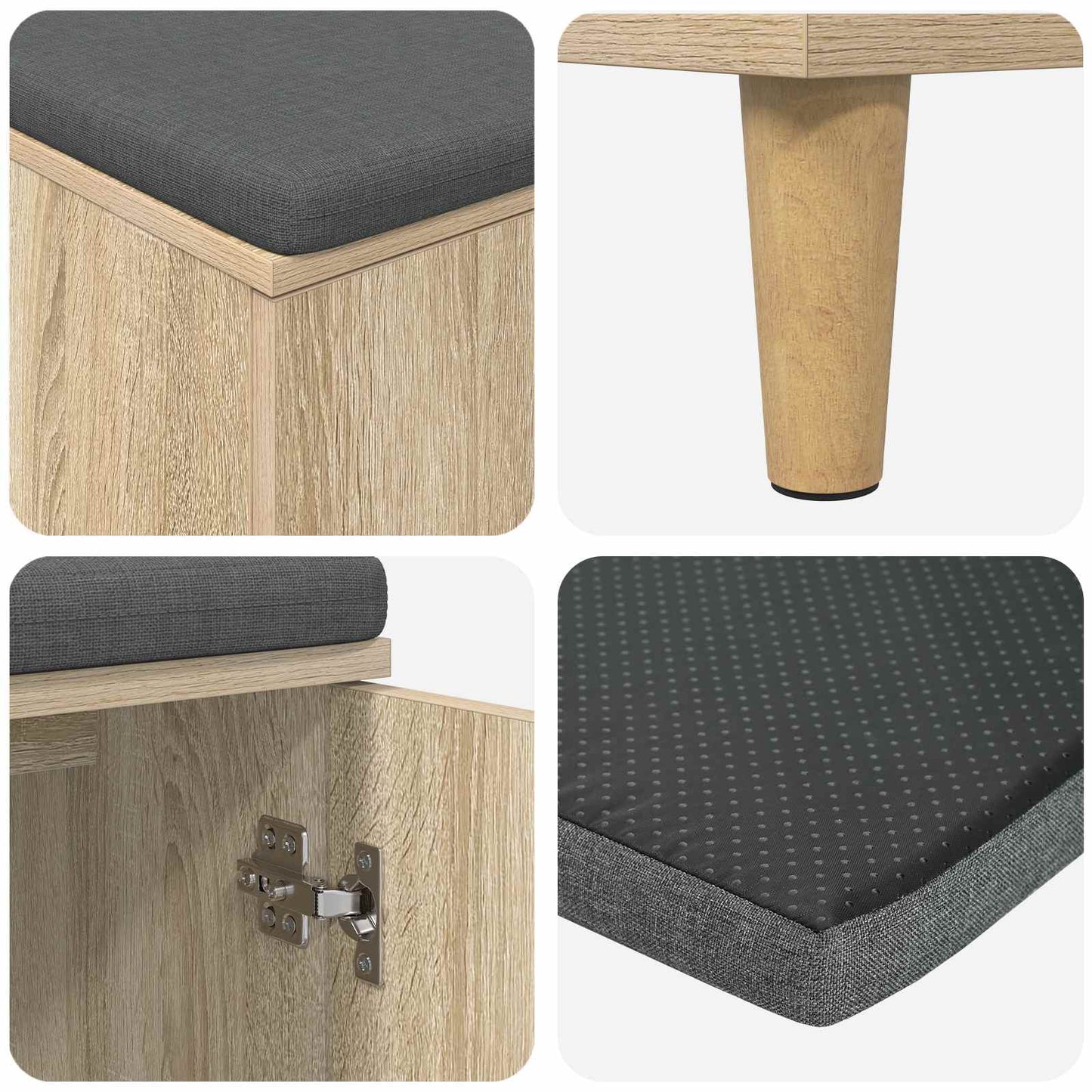 Flurbank mit Kissen mit Speicher Sonoma-Eiche 80 x 38 x 46 cm