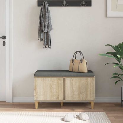 Flurbank mit Kissen mit Speicher Sonoma-Eiche 80 x 38 x 46 cm