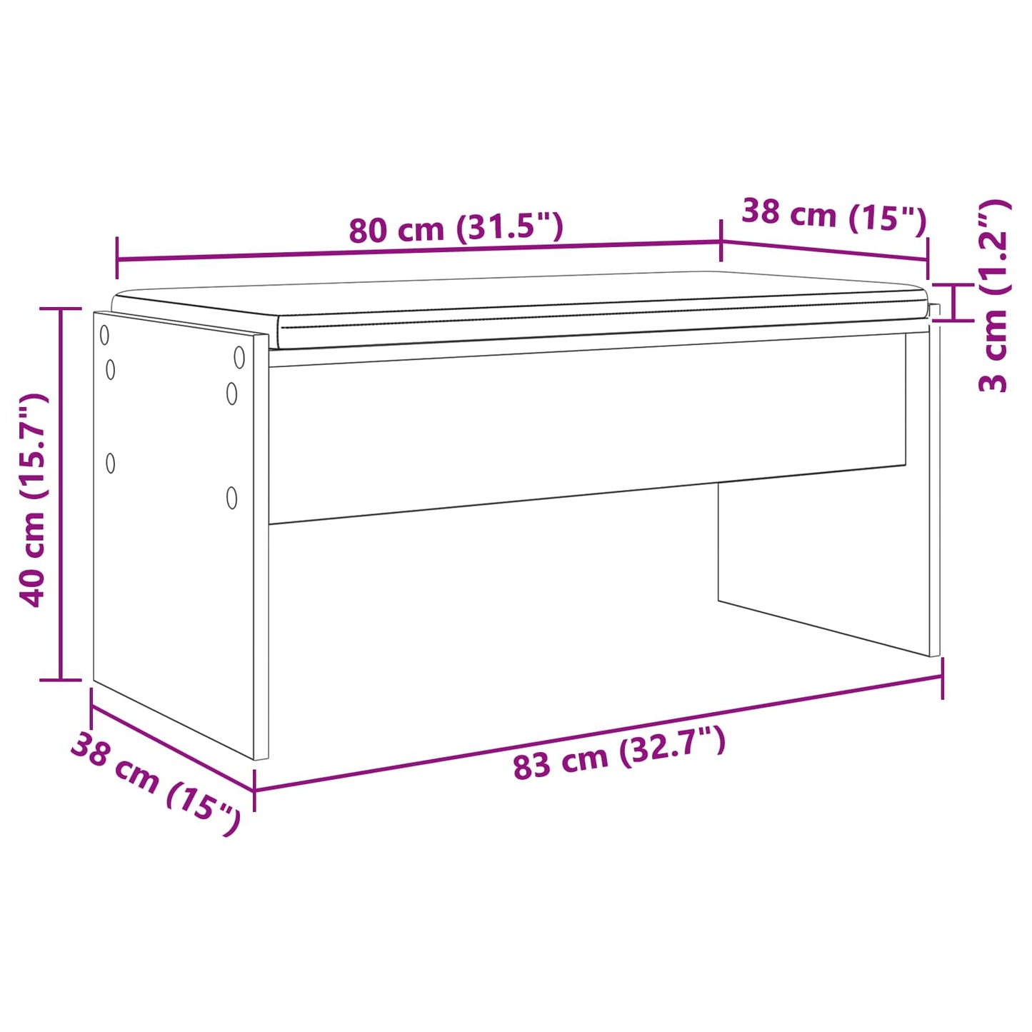 Flurbank mit Kissen Sonoma-Eiche 83 x 38 x 40 cm