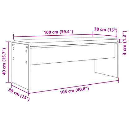 Flurbank mit Kissen Schwarz Eichen-Optik 103 x 38 x 40 cm