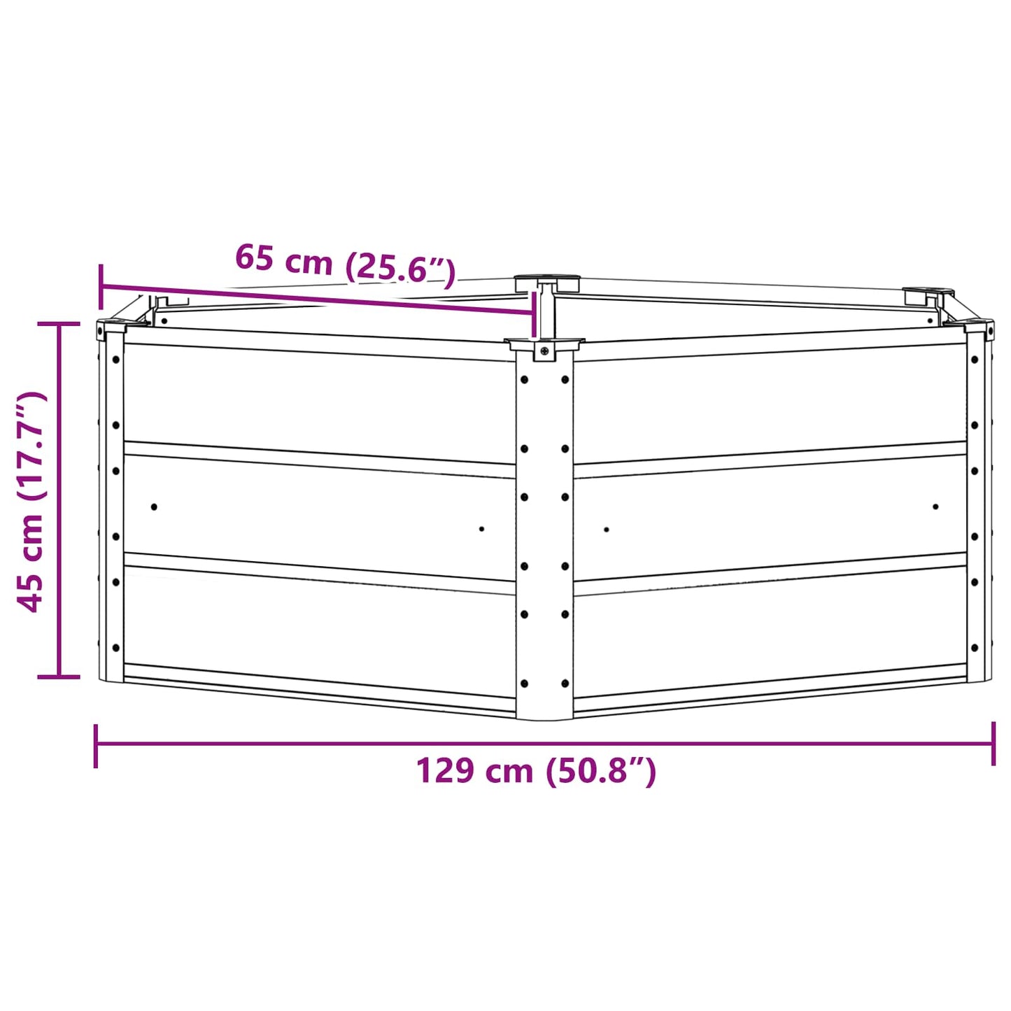 Pflanzkübel Elfenbein 129 x 129 x 45 cm Stahl