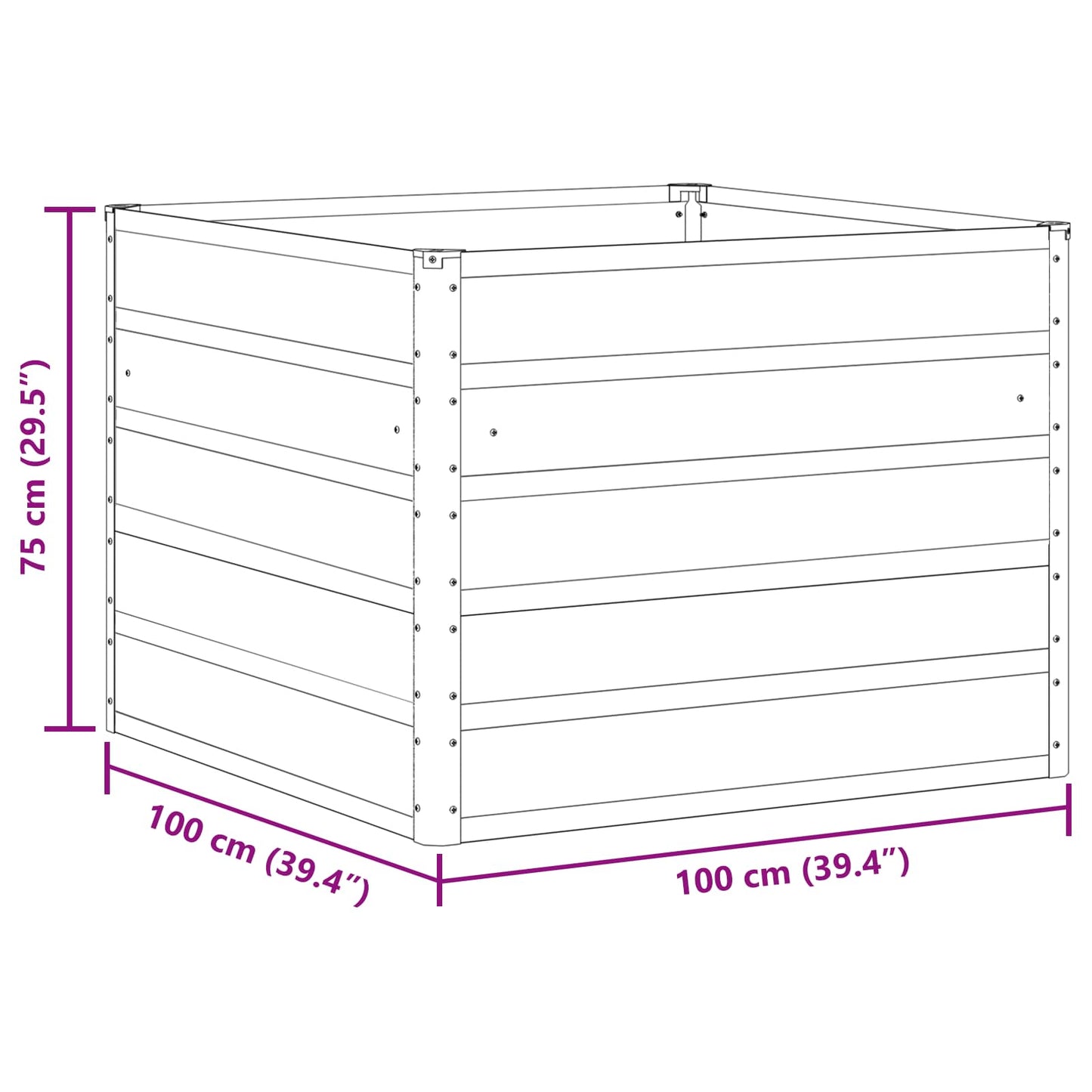Pflanzkübel Elfenbein 100 x 100 x 75 cm Stahl