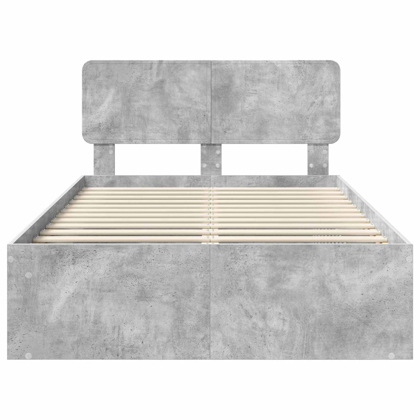Bettrahmen Beton Grau 135 x 190 cm Massives Kiefernholz