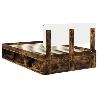 Bettrahmen Geräucherte Eiche 120 x 190 cm Massives Kiefernholz