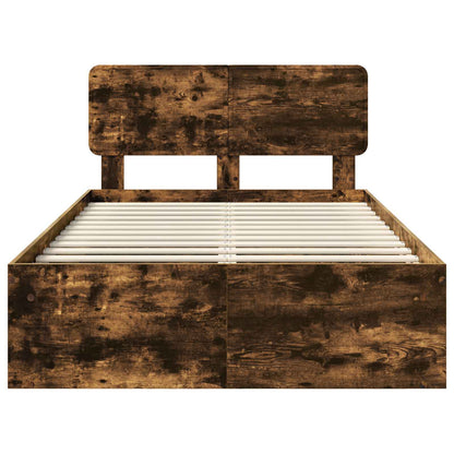 Bettrahmen Geräucherte Eiche 120 x 190 cm Massives Kiefernholz