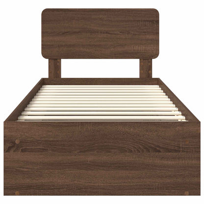 Bettrahmen Braun Eichen-Optik 90 x 200 cm Massives Kiefernholz