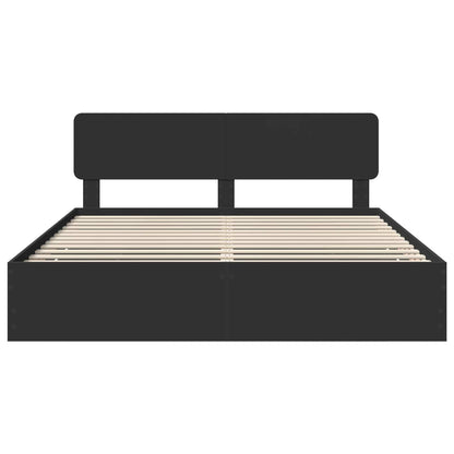 Bettrahmen mit Kopfteil Schwarz 200 x 200 cm Holzwerkstoff