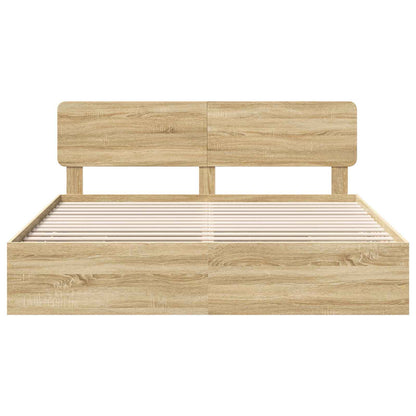 Bettrahmen mit Kopfteil Sonoma-Eiche 200 x 200 cm Holzwerkstoff