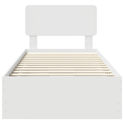 Bettrahmen mit Kopfteil Weiß 90 x 190 cm Holzwerkstoff