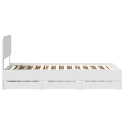 Bettrahmen mit Kopfteil Weiß 90 x 190 cm Holzwerkstoff