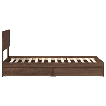 Aufbewahrungsbett Braun Eichen-Optik 100 x 200 cm Holzwerkstoff