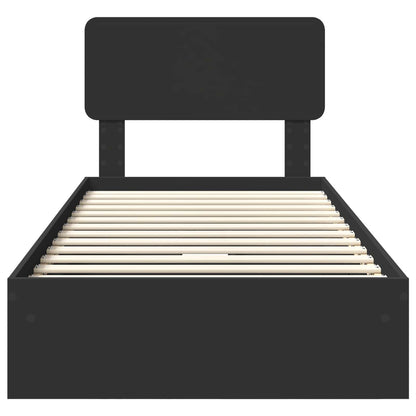 Aufbewahrungsbett Schwarz 75 x 190 cm Holzwerkstoff