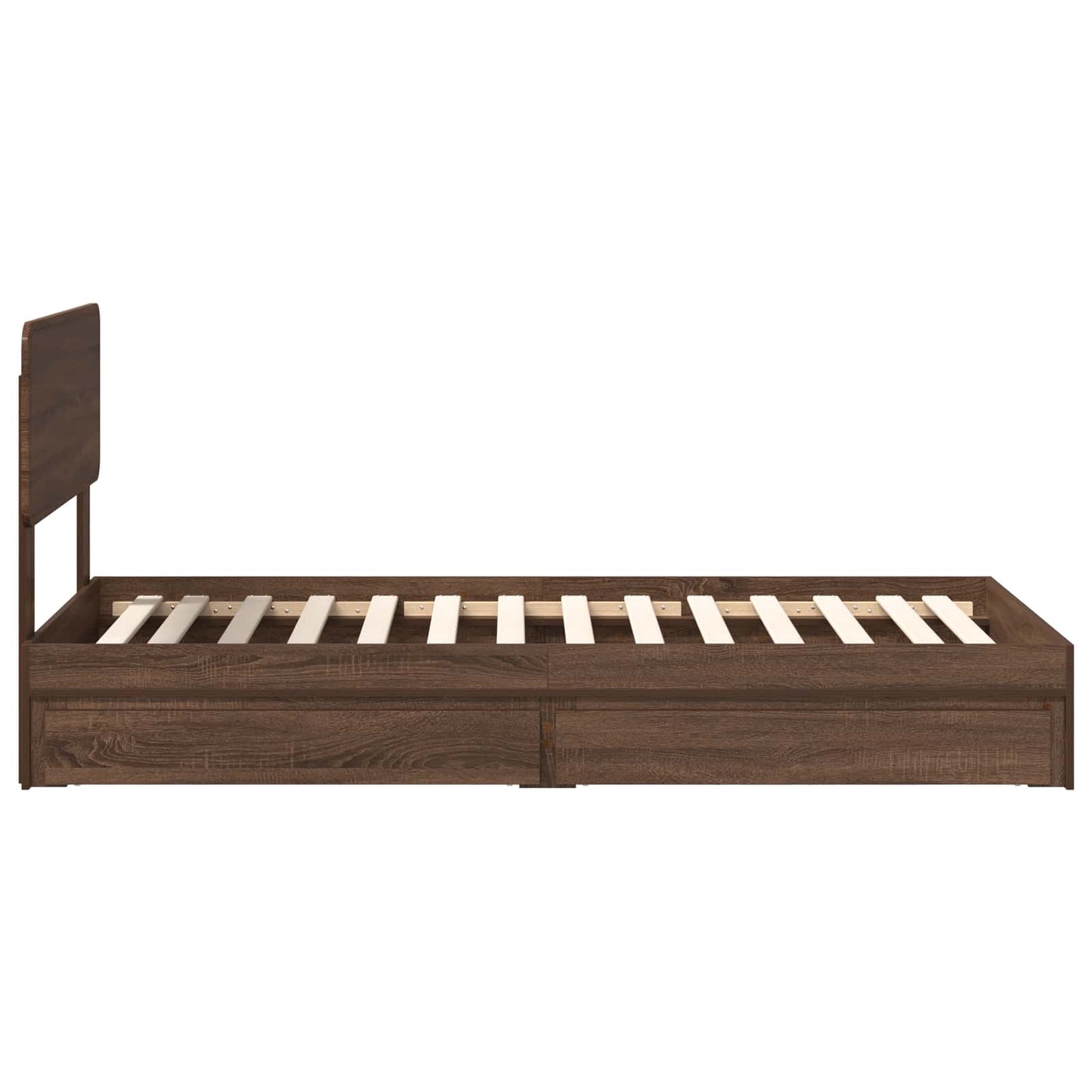 Aufbewahrungsbett Braun Eichen-Optik 75 x 190 cm Holzwerkstoff