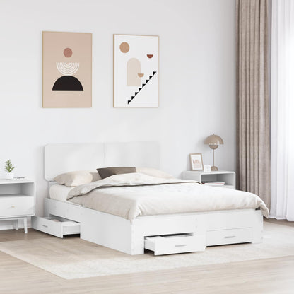 Bettrahmen mit Kopfteil Weiß 160 x 200 cm Holzwerkstoff