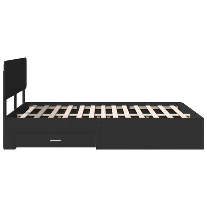 Bettrahmen mit Kopfteil Schwarz 150 x 200 cm Holzwerkstoff